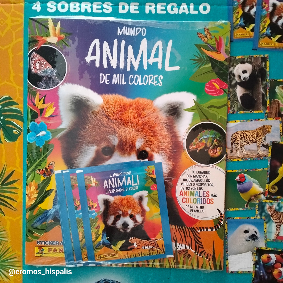 Panini Mundo Animal de Mil Colores album + 4 sobres
