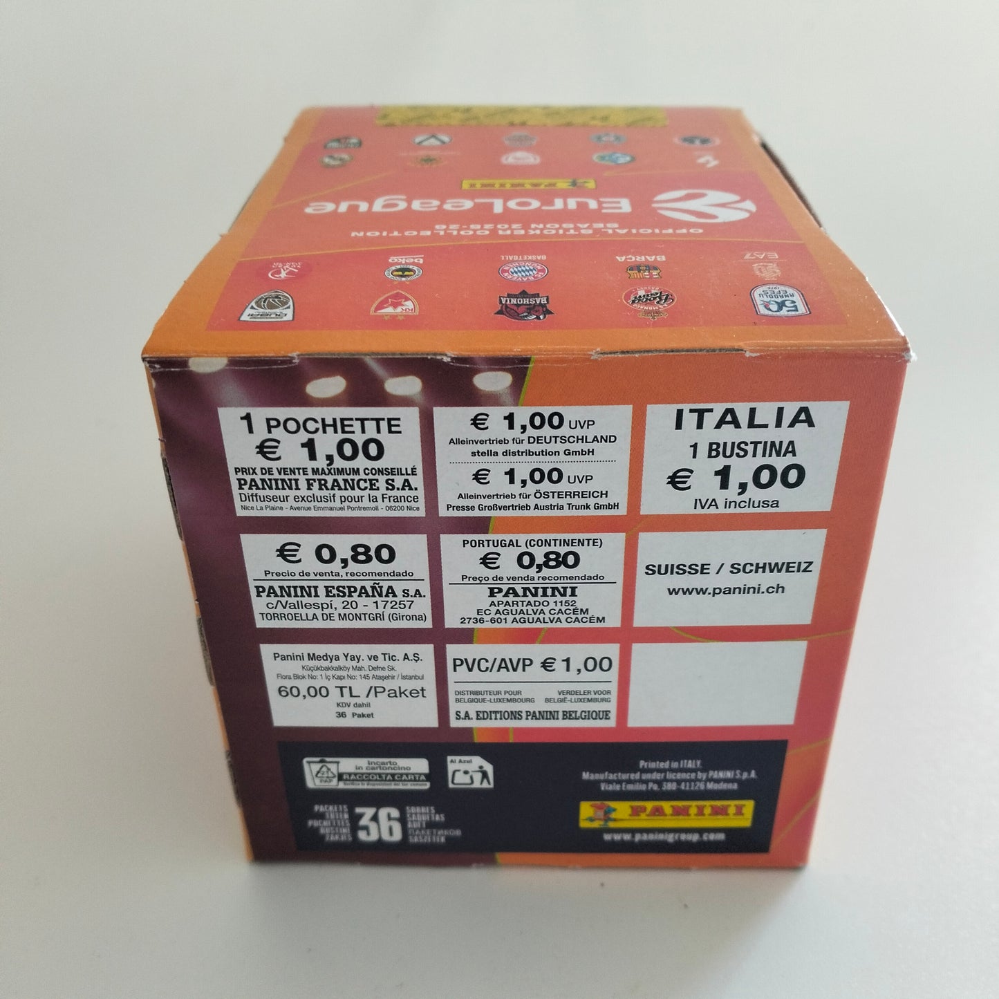 Panini Euroleague 2025-26 Official Sticker Collection caja 36 sobres