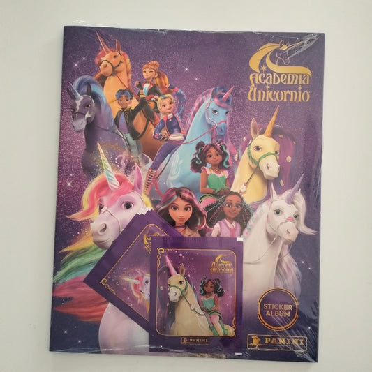 Panini Academia Unicornio album + 4 sobres