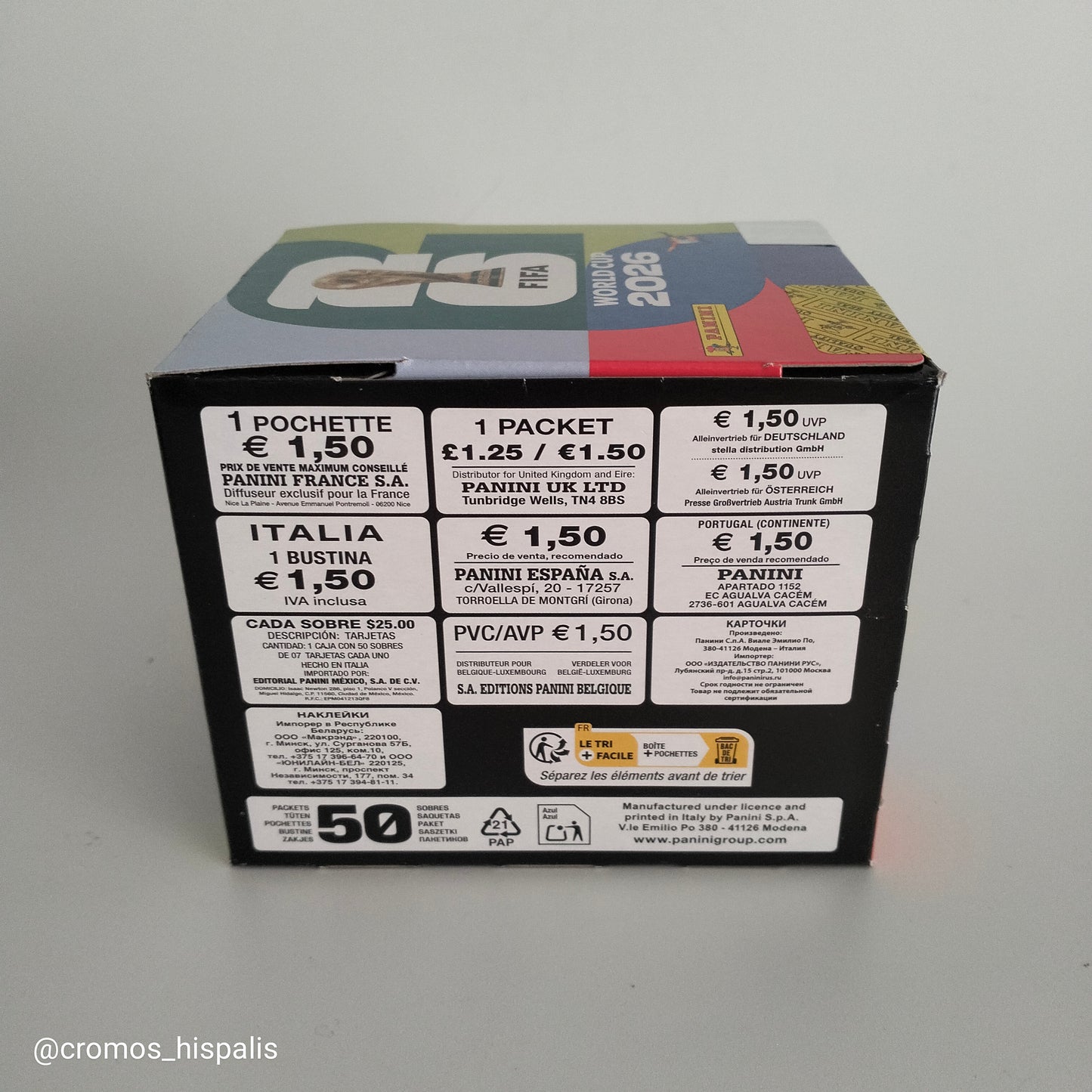 Panini FIFA World Cup 2026 Sticker Collection caja 50 sobres