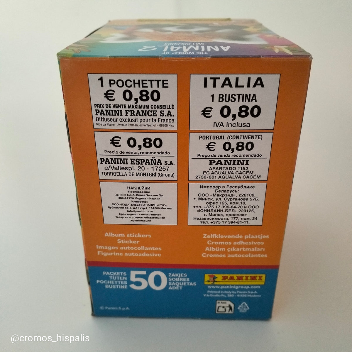 Panini Mundo Animal de Mil Colores caja 50 sobres