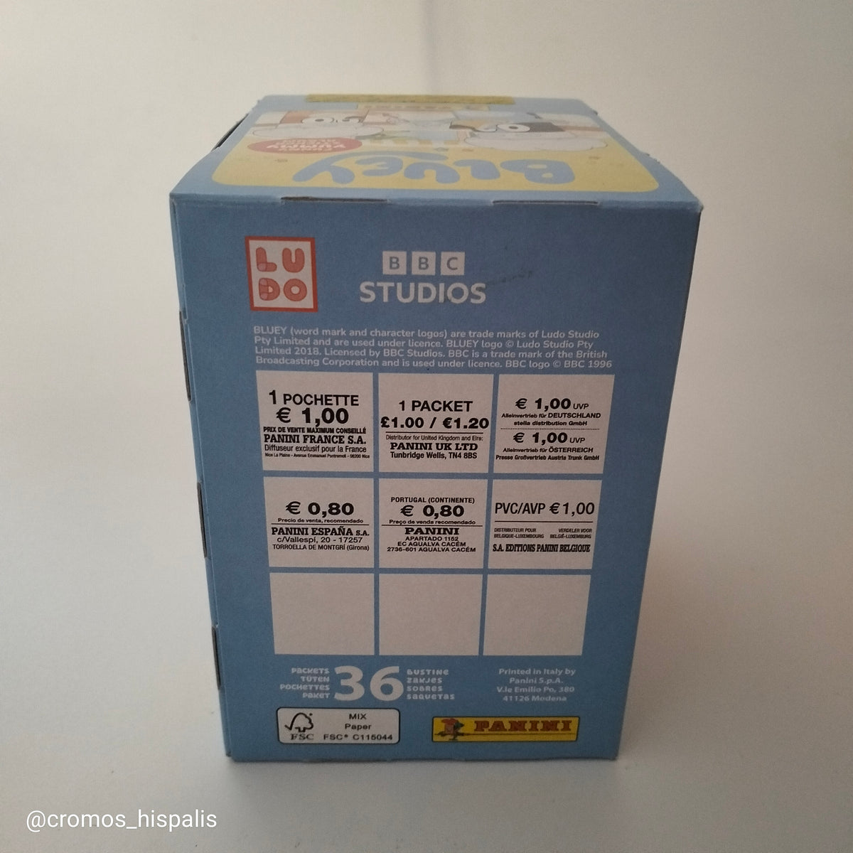 Panini Bluey Funny Yummy caja 36 sobres