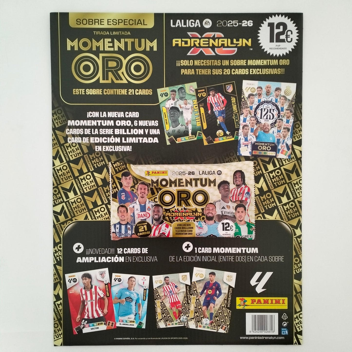 Panini Adrenalyn XL 2025-26 sobre Momentum Oro