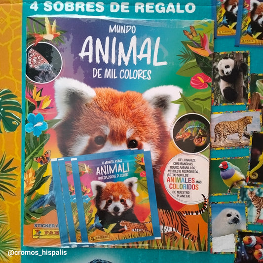 Panini Mundo Animal de Mil Colores album + 4 sobres